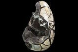 Polished Septarian Geode Sculpture - Black Crystals #99451-3